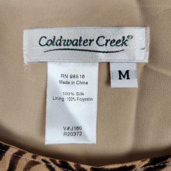 Coldwater Creek Sleeveless Silk Blouse Womens Size Medium 100% Silk Animal Print - Picture 5 of 8